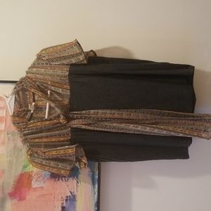 Anthropologie Tiny Joy Tie Neck Pussy Bow Blouse Gray